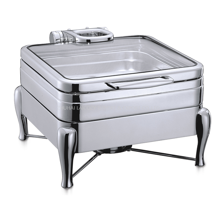 Good Quality 304 Stainless Steel Buffet Chafing Dish 1/2 Size Induction Chafer with Glass Lid