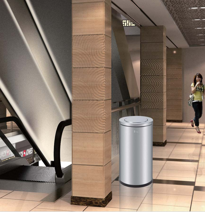 Stainless steel 80L indoor dustbin with lid swing top