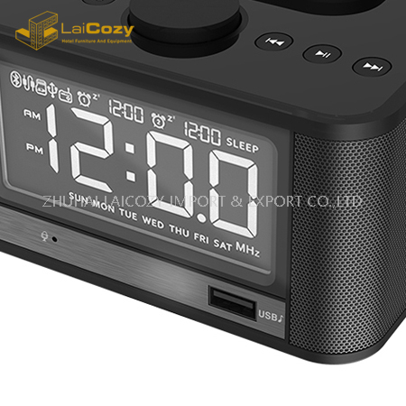 New Modern Hotel Bluetooth LED Digital Alarm Clock with QI Wireless Charging