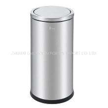Good Quality Indoor Stainless Steel Floor Standing Round Dust Bin Trash Can With Swing Top Cover