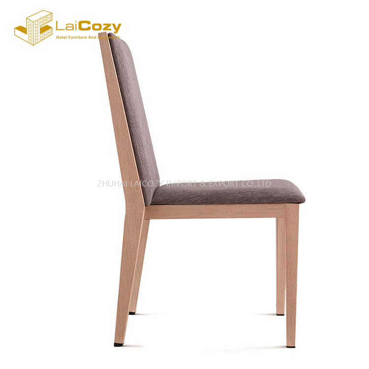 Hotel Restaurant Wood Grain Upholstered Stackable Banquet Chairs 