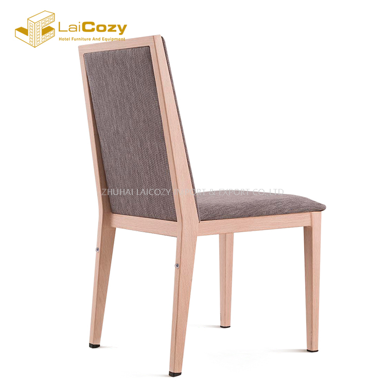 Hotel Restaurant Wood Grain Upholstered Stackable Banquet Chairs 