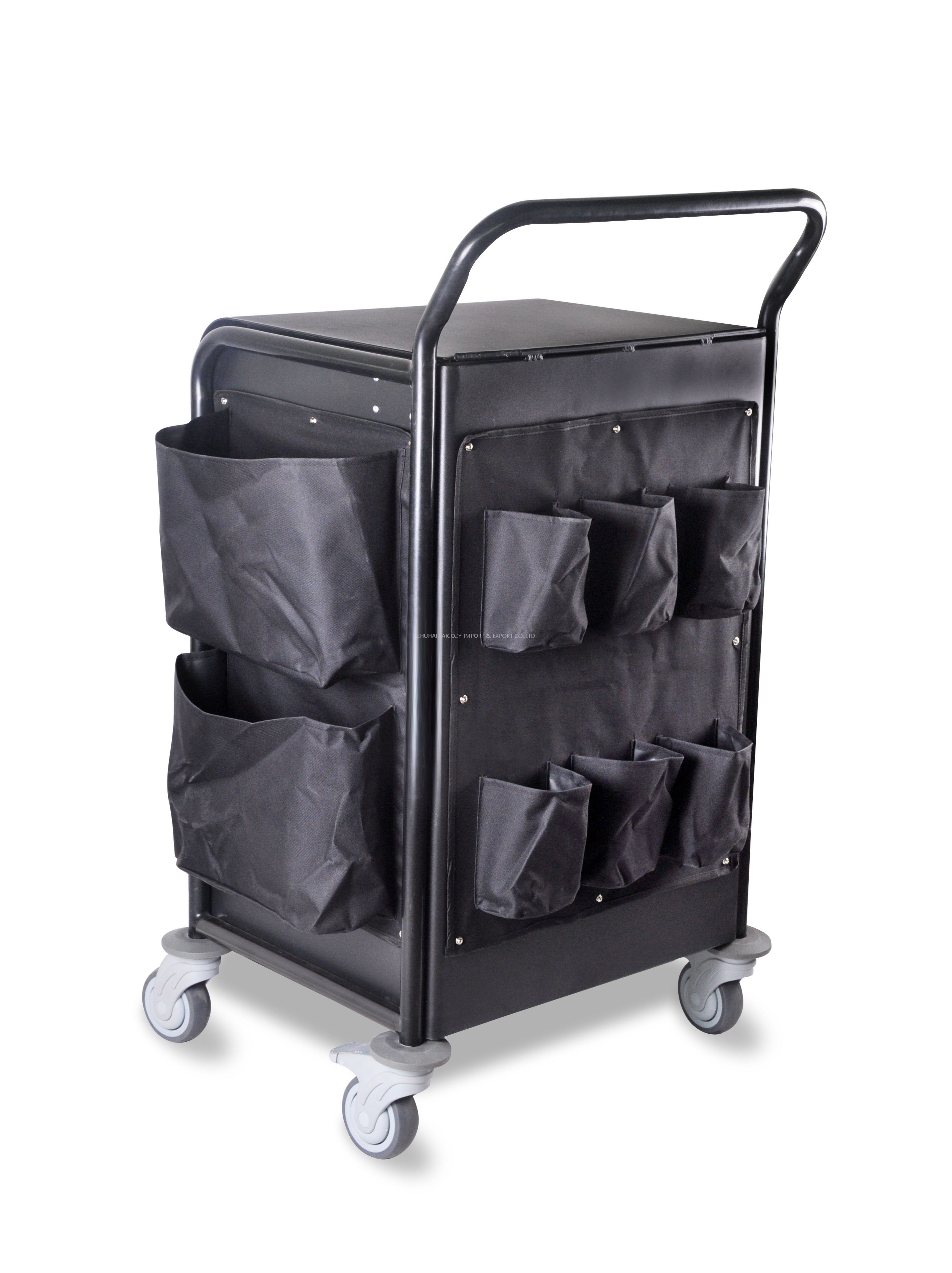  Aluminium Compact Size Service Trolley Mini Black Housekeeping Maid Cart 
