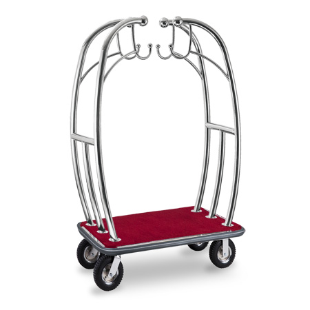 Luxury hotel lobby 304 stainless steel luggage cart with strong base and wheels
