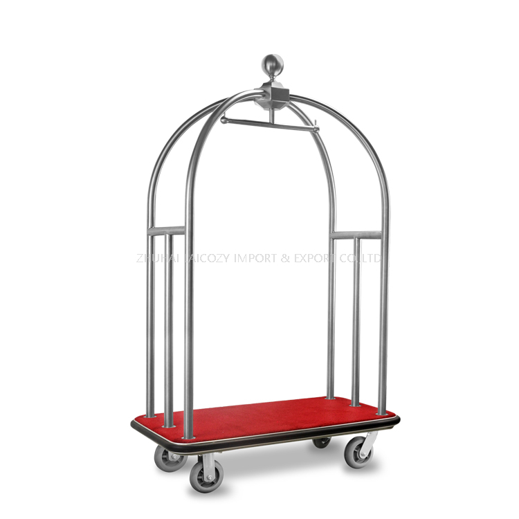 Hotel Lobby lightweight stainless steel bellman luggage cart 