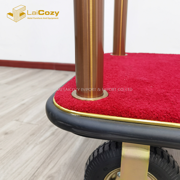 Hotel furniture Golden finish unique decorative luggage trolley