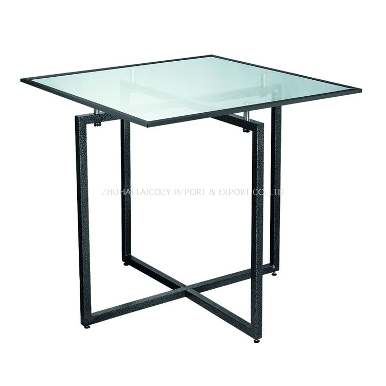 Factory Customized Hotel Restaurant Display Steel Frame Tempered Glass Square Buffet Table