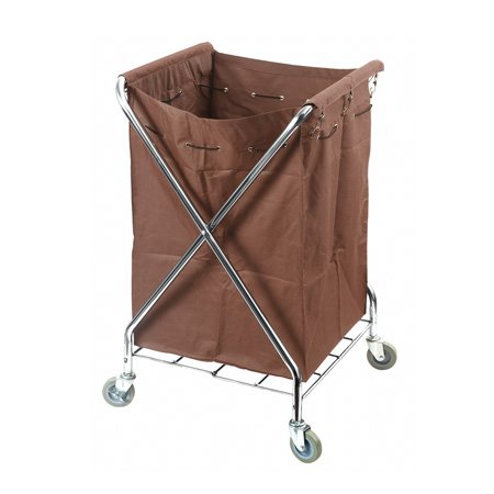 Hotel Wheeled X Stainless Steel Frame Laundry Cart With Bag For Linen