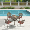 Outdoor Furniture Cast Aluminium Round Table with Four Chairs with Cushion