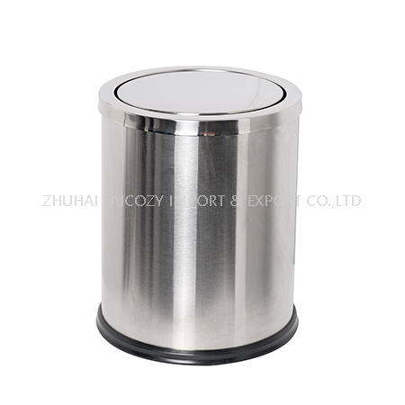 Bathroom stainless steel round indoor dustbins swing cover