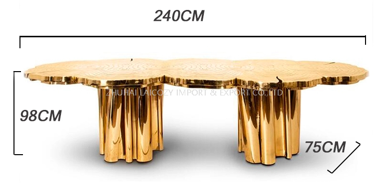 Hospitality Hotel Equipmen Golden 304 Stainless Steel Dining Table
