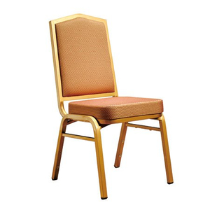 High Quality Hotel Banquet Modern Iron Chair Restaurant Dining Titanium Gold Stackable Steel Chair with Golden Painting 