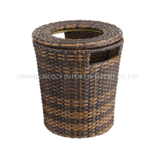 Round Towel Basket with Cover Aluminum Tube with PE Imitation Rattan Towel Kep 