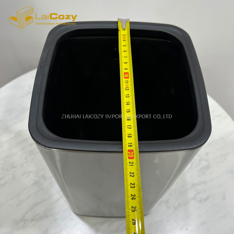 hotel double layer stainless steel square indoor dustbins