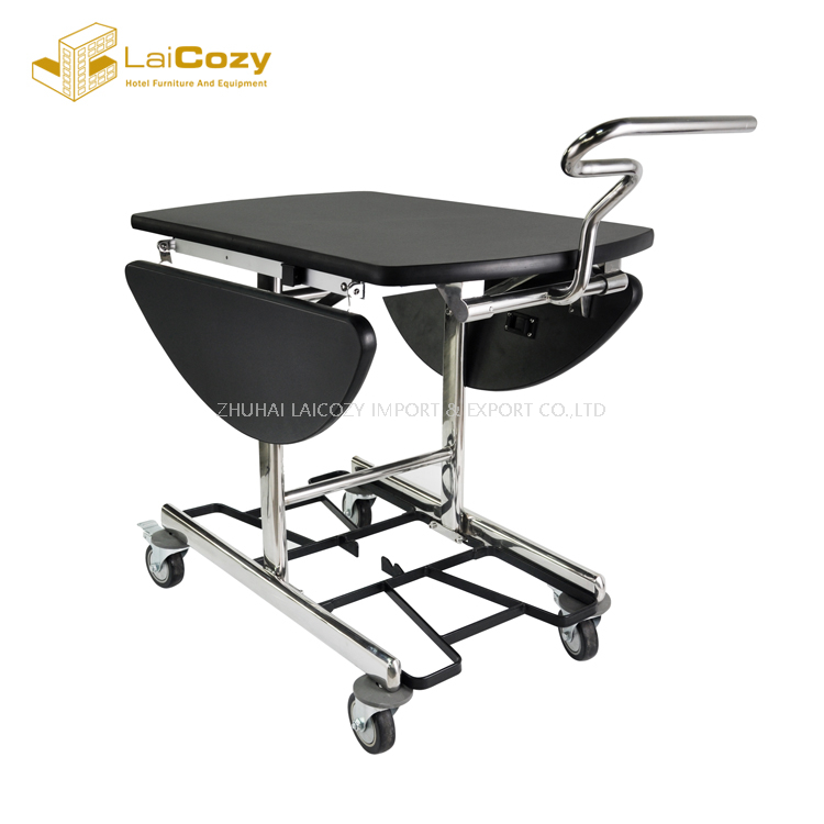 Hotel Wooden Foldable Hot Food & Beverage Room Service Table Trolley 