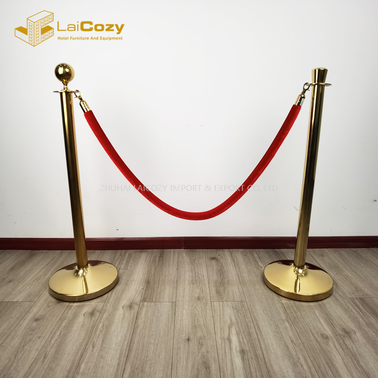 Crowd Control Golden Hook Hotel Stanchions Barrier Rope 