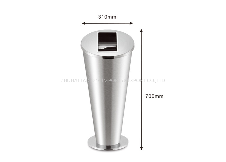 Hotel Lobby Stainless Steel Indoor Metal Dustbins with Ashtray