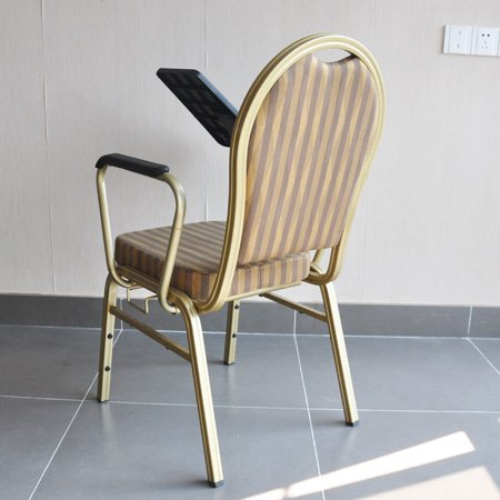 hotel stackable aluminum banquet chair with writing table