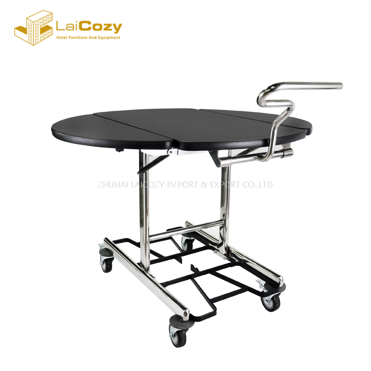 Hotel wooden foldable hot food & beverage room service table trolley 