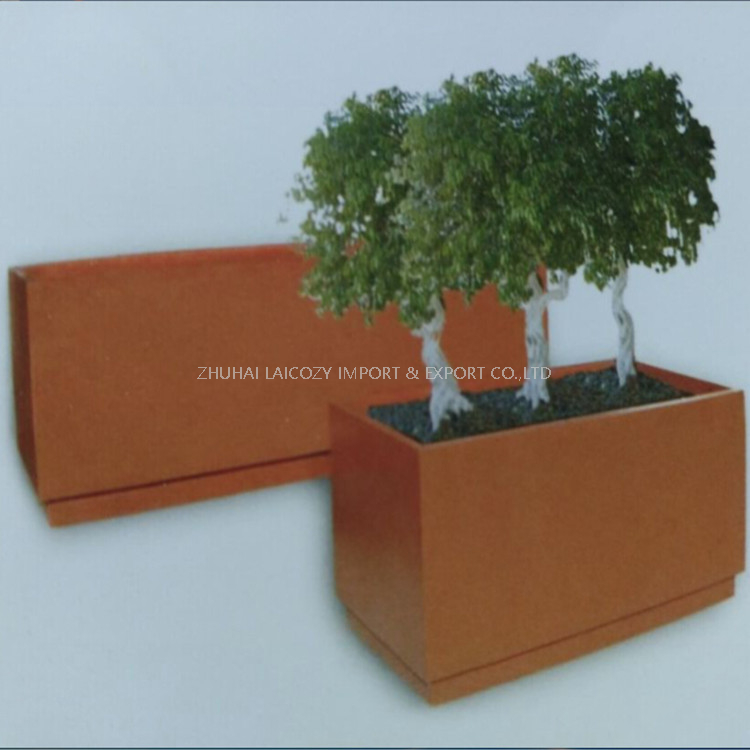 Factory Customized Big Flower Pot Fiberglass Cement Rectangular Planter Box