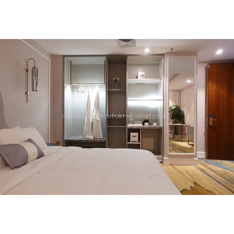 Superior Hotel Bedroom Furniture with Bedside Cabinet And Wardrobe 