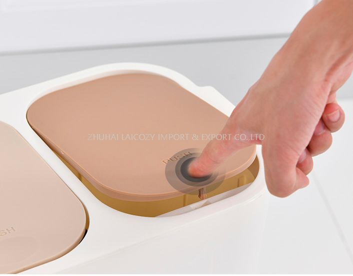 Bedroom Trash Bin Bathroom Plastic Classified Dustbin Kitchen Dry and Wet Separation Press Trash Can