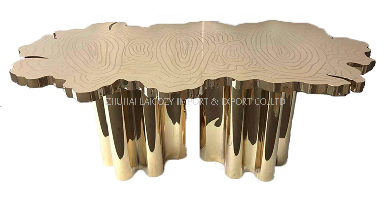  Luxury Modern Furniture Titanium Golden 304 Stainless Steel Dining Table