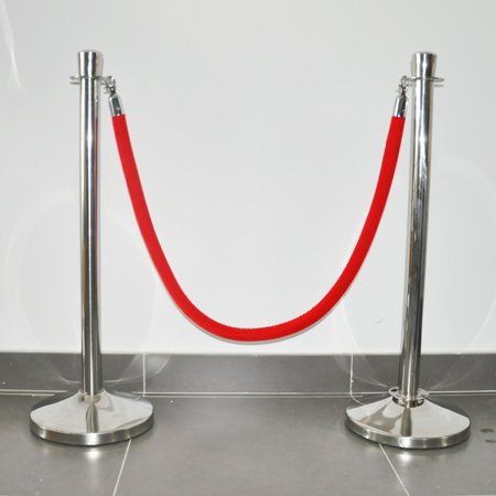 Velour Rope with Blue Color Polished Finish Hook Used On The Crowd Control Queue Pole Barrier Stanchion Post