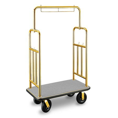 Golden Luxury foldable 304 Stainless Steel hotel bellman trolley