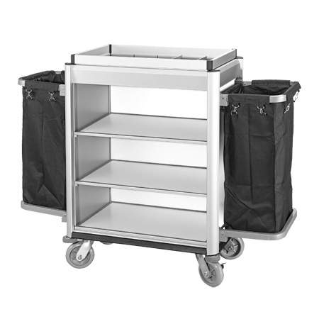 Hotel Deluxe Stainless Steel Mixed Wooden Board Housekeeping Trolley 1pc  Hotel Door Delivery